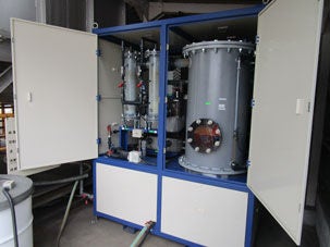 The waste liquid distillation concentrator deployed to Amatsuji Steel Ball Mfg. Co., Ltd. (Shiga plant)