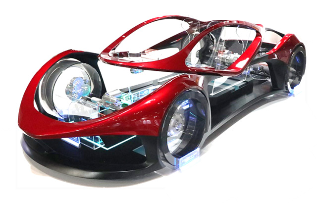 
Exhibited for the first time in China: Car mock-up of an EV equipped with NSK products
