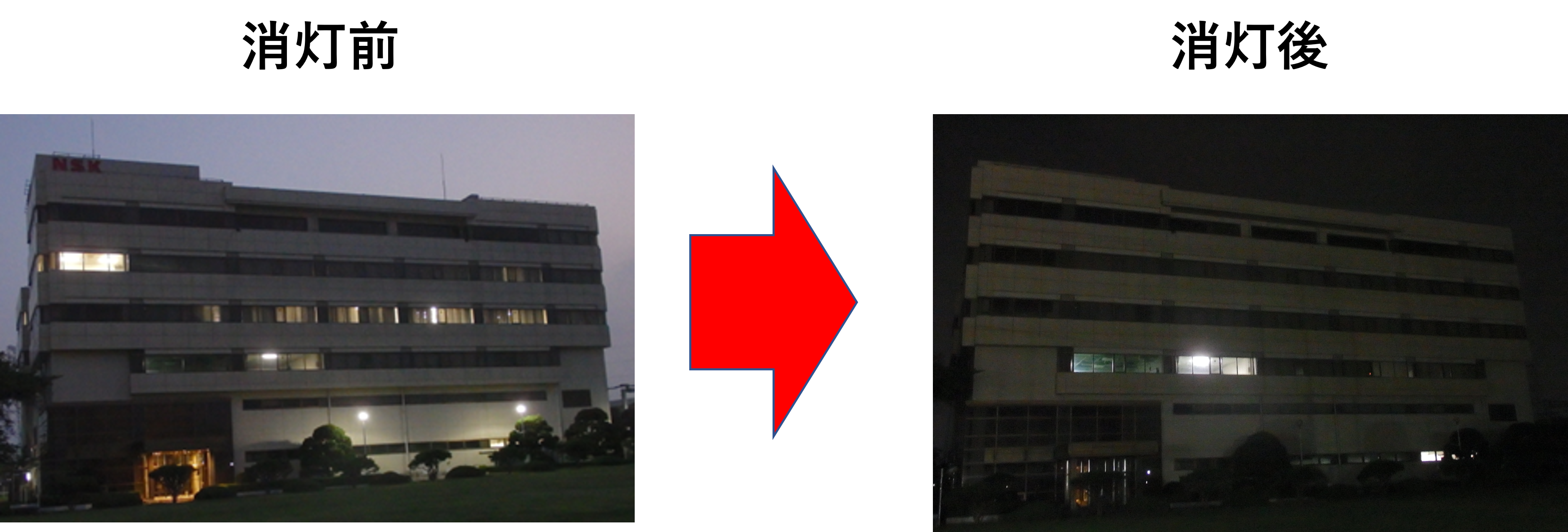 3) NSKステアリング&コントロール株式会社(群馬県前橋市) 外灯及び建屋内の消灯活動の様子