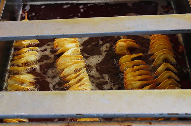 The filter is used in fryers like these used to make deep-fried foods.
