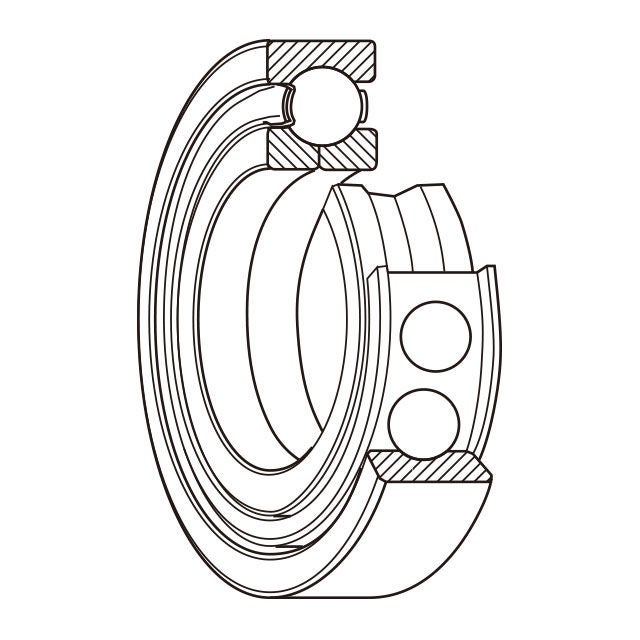 Deep Groove Ball Bearing, 4-Points Contact, QJ Series, drawing NSK QJ serisi dört nokta temaslı bilyalı rulmanın özel iç tasarım şeması