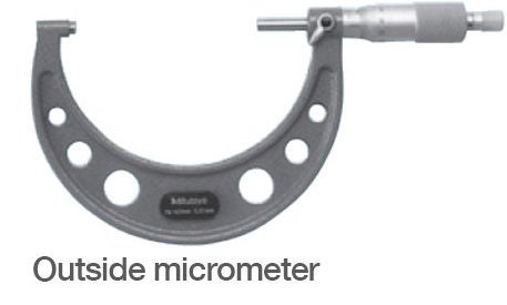 Outside Micrometer An outside micrometer with its measuring faces apart.
