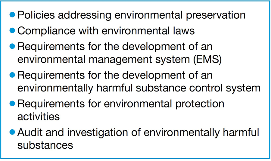 NSK Group Green Procurement Standards Key Items