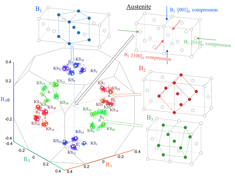 Fig.4　Orientation distribution of martensite in R-F rotation space