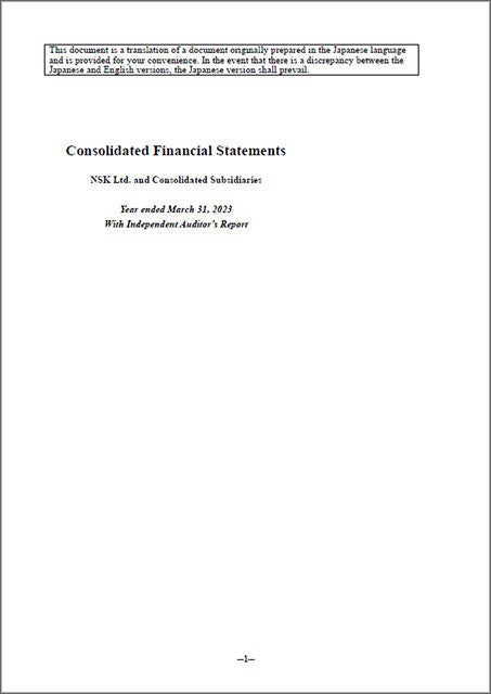 Consolidated Financial Statements Year ended March 31, 2023 with Independent Auditor's Report