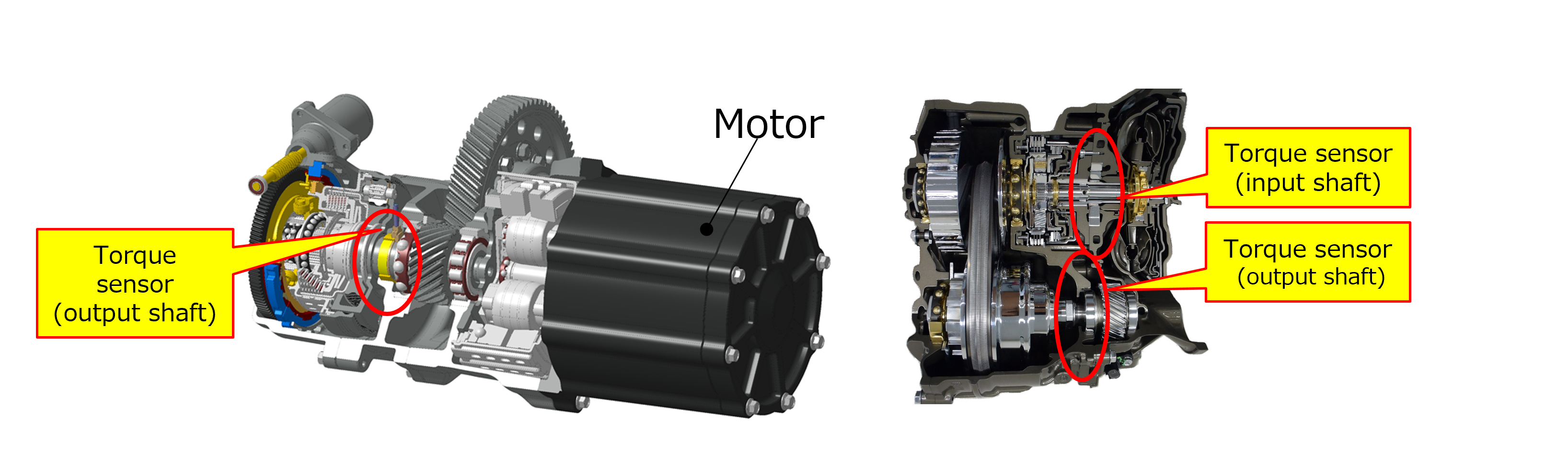 20240508_2_2_Torque sensor installation example (Left 2-speed transmission output shaft; Right: Belt-type CVT input and output shafts) 20240508_2_2_Torque sensor installation example (Left 2-speed transmission output shaft; Right: Belt-type CVT input and output shafts)