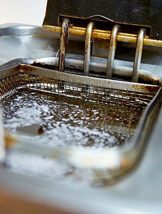 The filter is used in fryers like these used to make deep-fried foods.