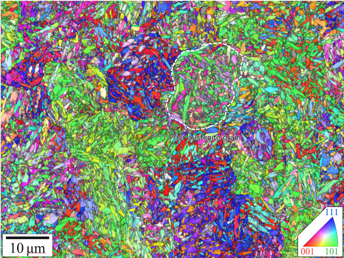 Fig.3　Crystal orientation map of bearing steel metallic microstructure