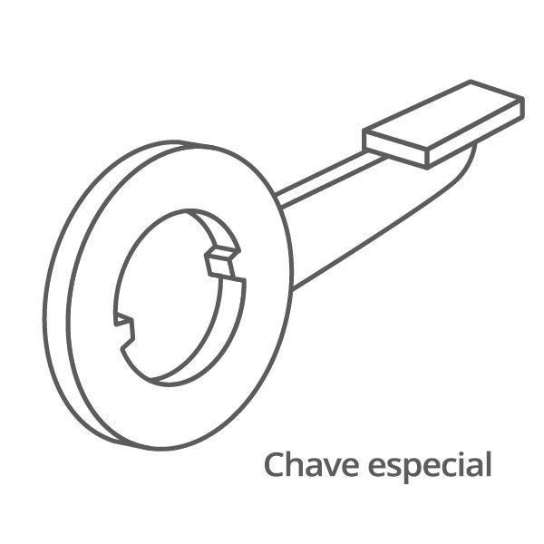 Uma chave inglesa de formato especial com um anel fechado com dois entalhes em uma extremidade.