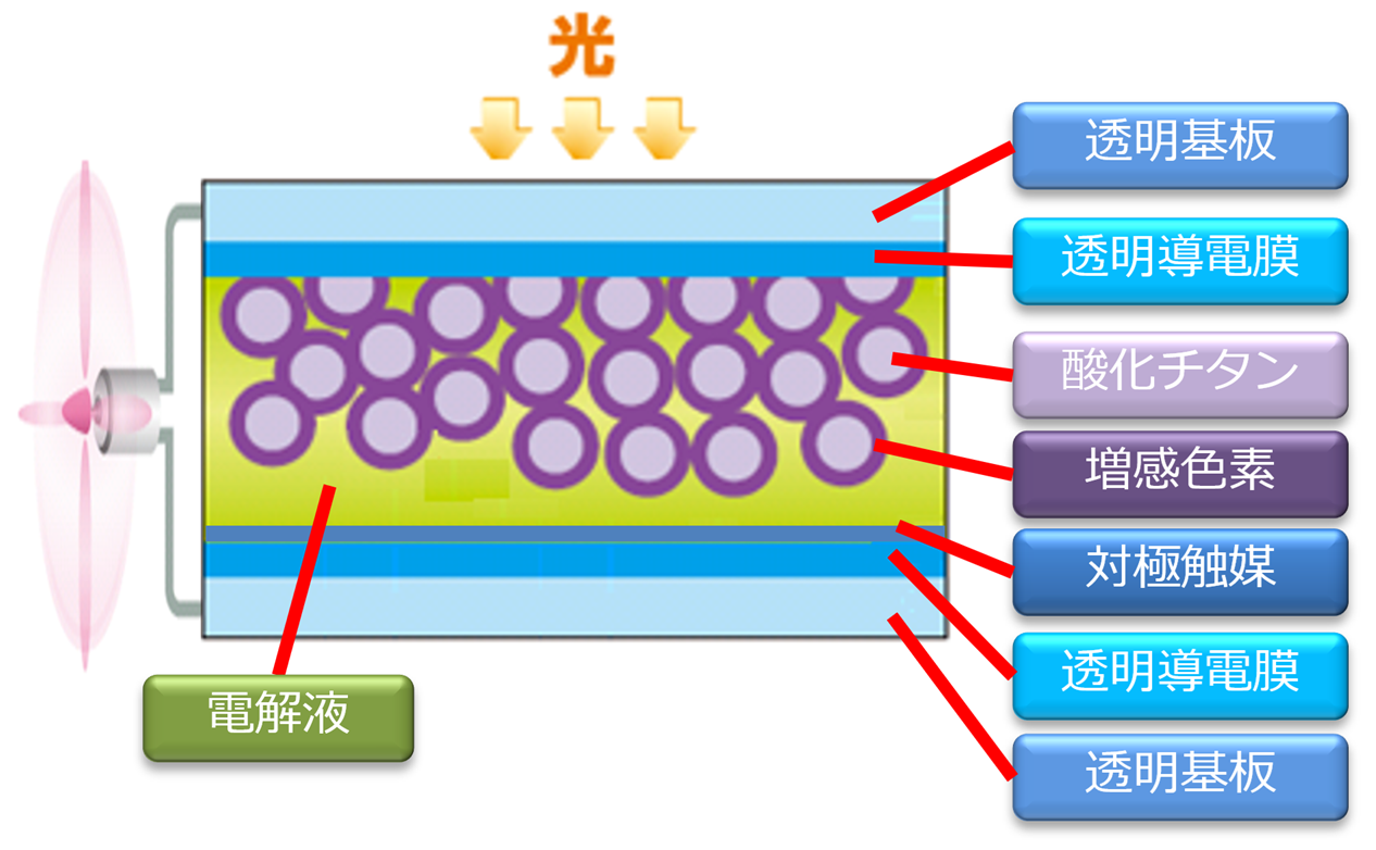 図3　色素増感太陽電池の構造(断面図)