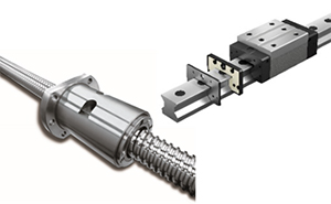 Ball Screw with X1 seals and Roller Guide equipped with V1 seals