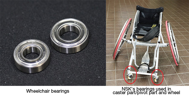 Wheelchair bearings / NSK's bearings used in caster part/pivot part and wheel