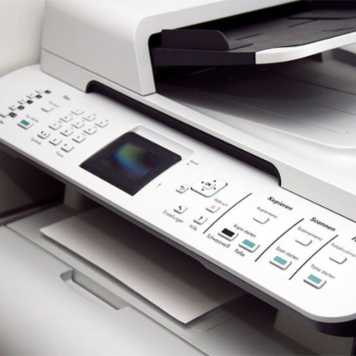 Close-up picture of screen and user interface on printer.