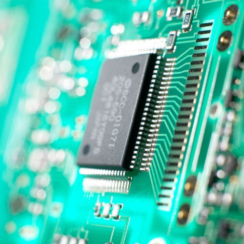 Closeup image of chip on circuit board.